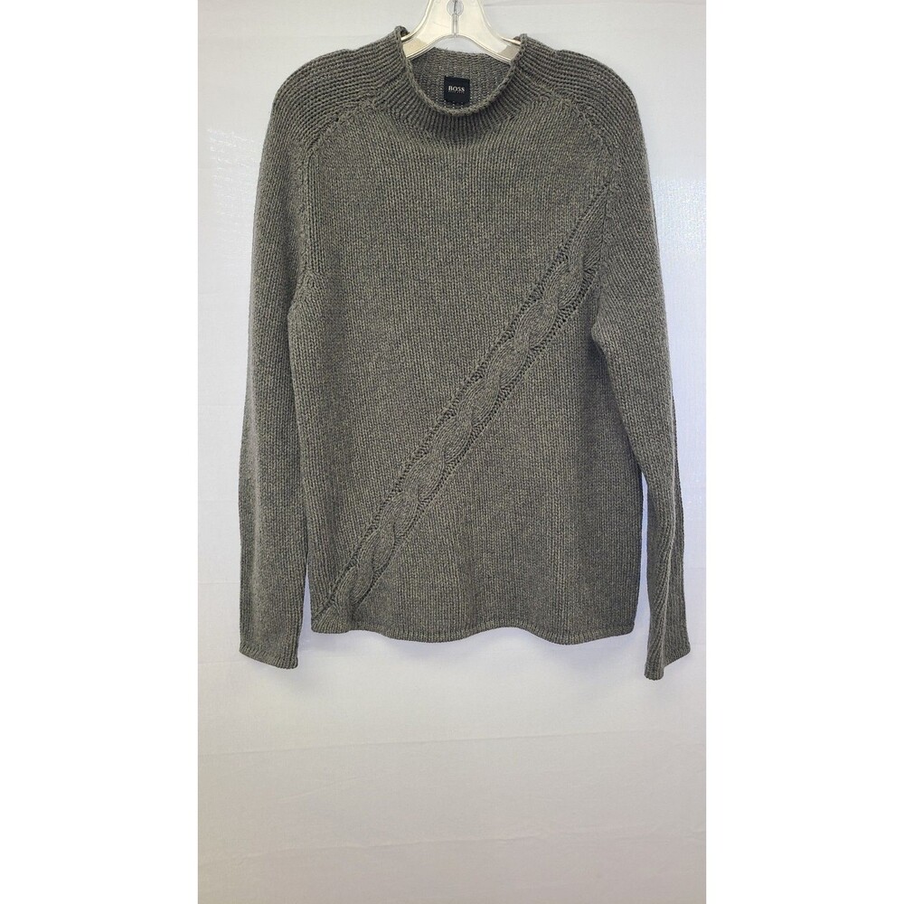 Hugo Boss Womens Sz Large Gray Woven Sweater Knit
